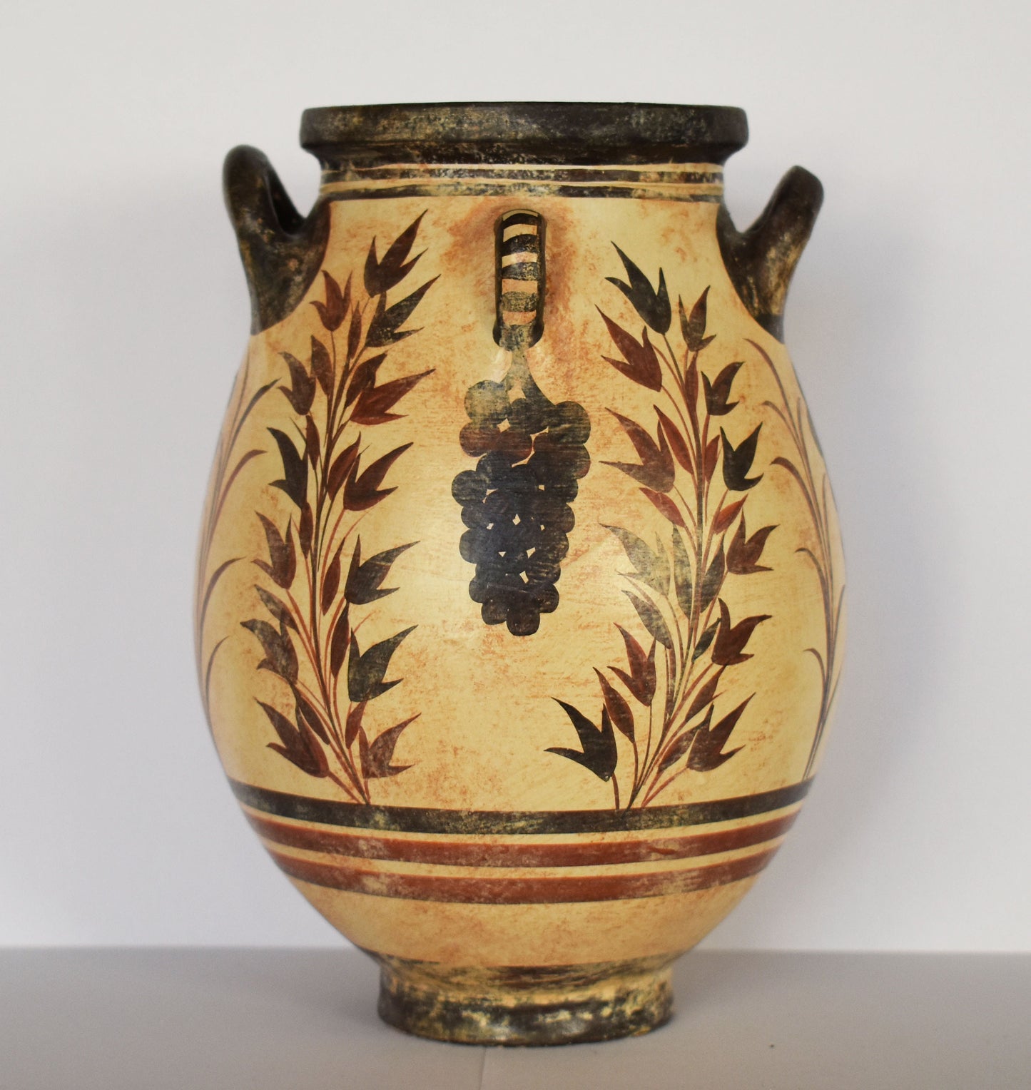 Vessel with Grapes and  Floral Design - Minoan - Akrotiri, Thera - 1700 BC - Ceramic Vase