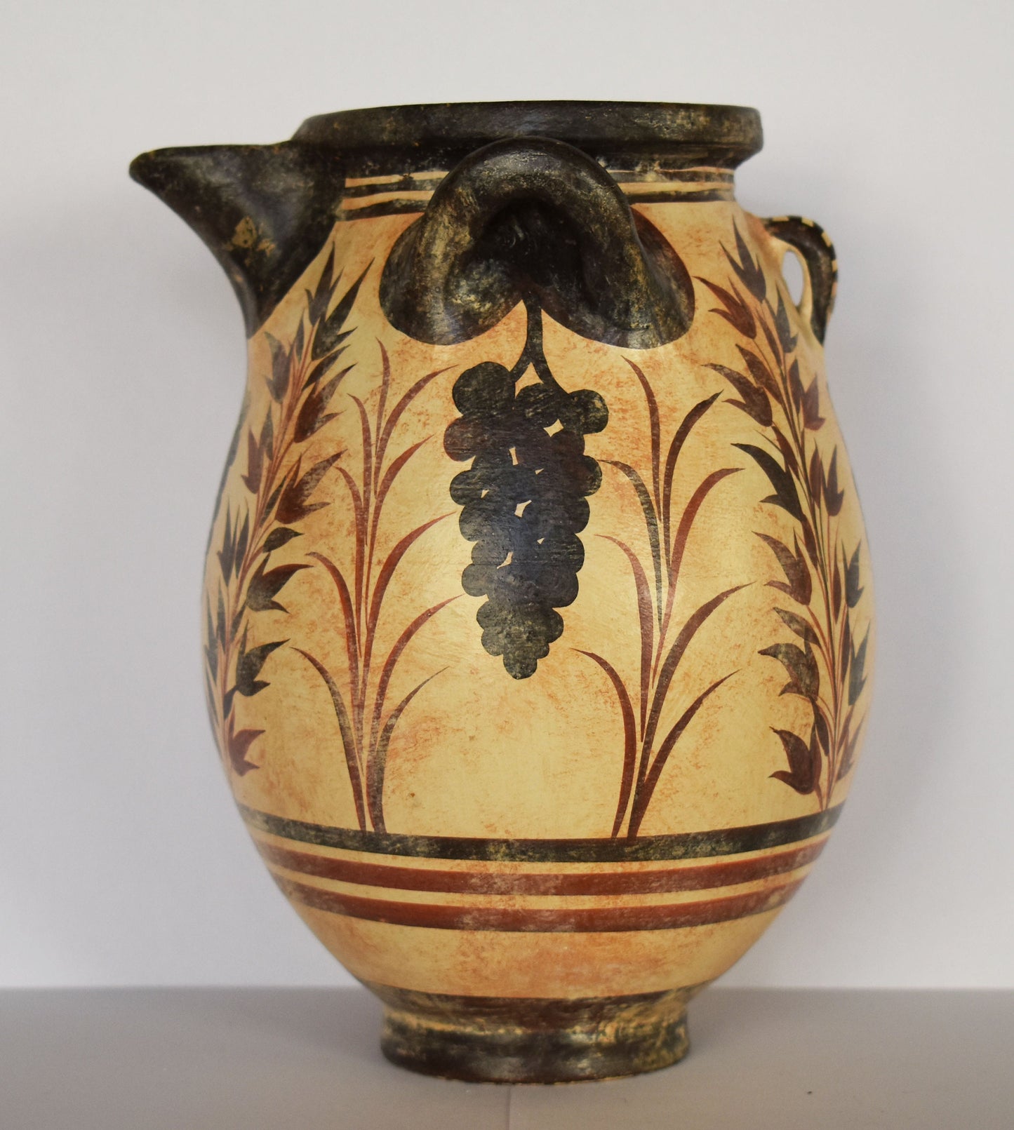 Vessel with Grapes and  Floral Design - Minoan - Akrotiri, Thera - 1700 BC - Ceramic Vase