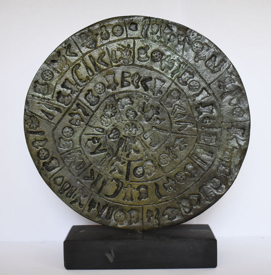 Phaistos Disc - Minoan Bronze Age - 2000 BC - A Lost Message from Ancient Greece - Museum Reproduction - pure bronze  statue