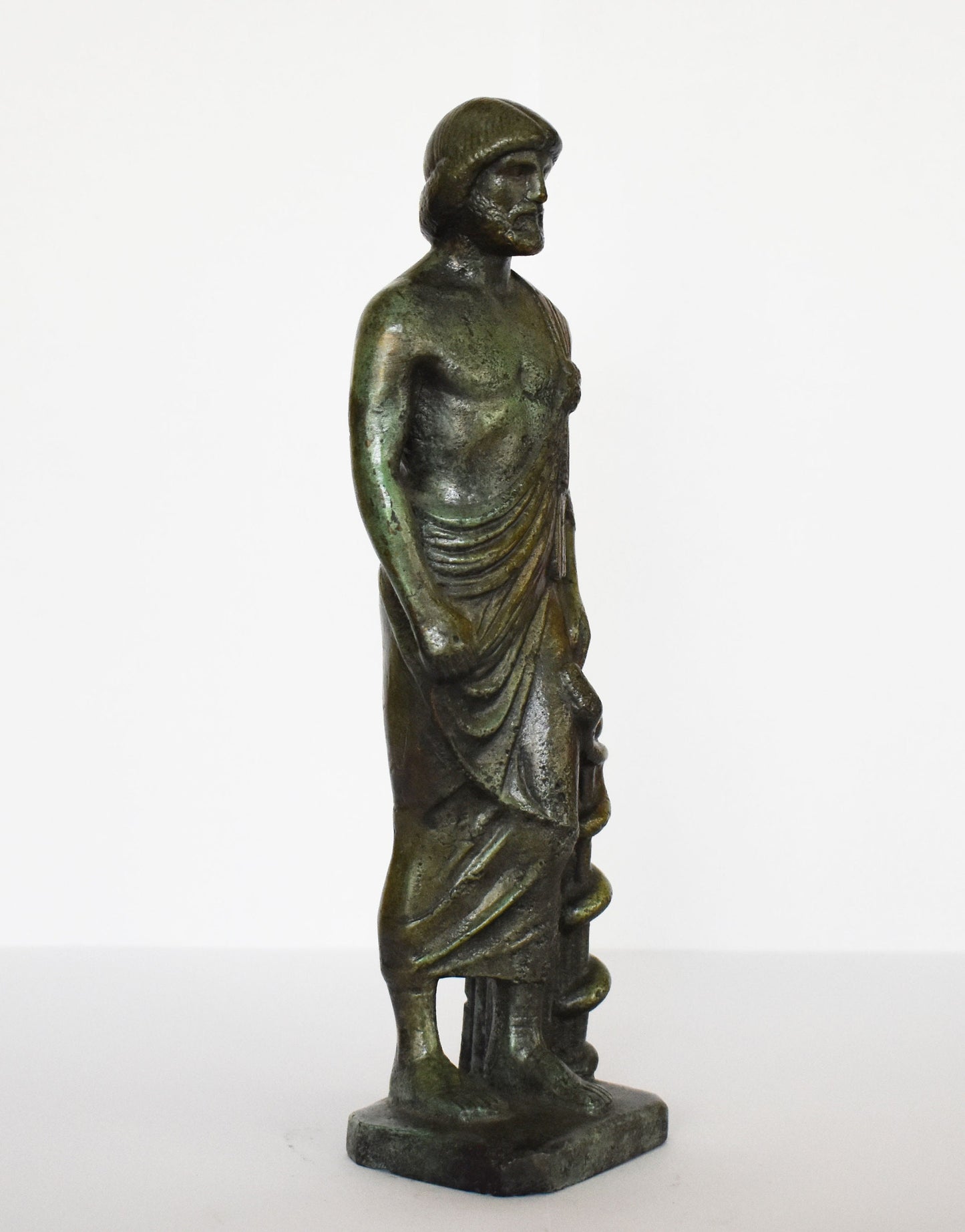 Asclepius - Ancient Greek God of Medicine and Doctors -Father of Hygeia, Iaso, Panacea, Aegle - pure bronze  statue