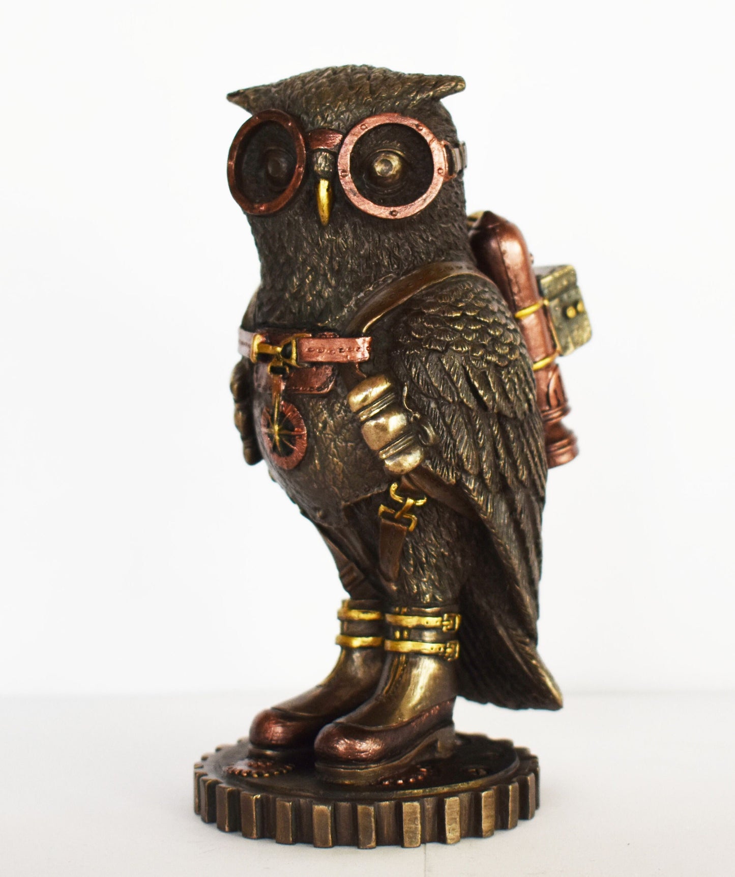 Owl Statue  - Explorer - Steampunk - Modern Art - Decoration - Cold Cast Bronze Resin