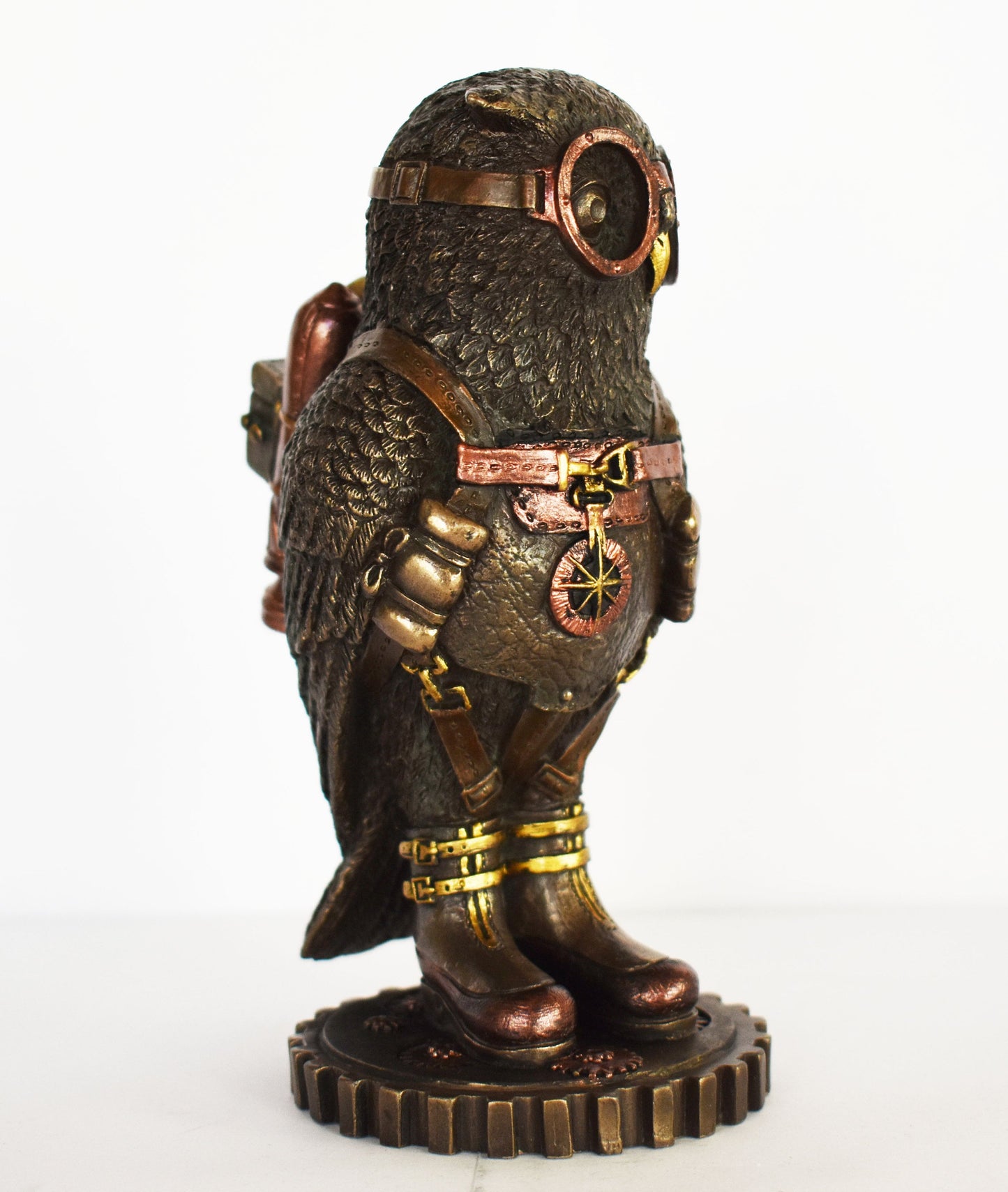 Owl Statue  - Explorer - Steampunk - Modern Art - Decoration - Cold Cast Bronze Resin