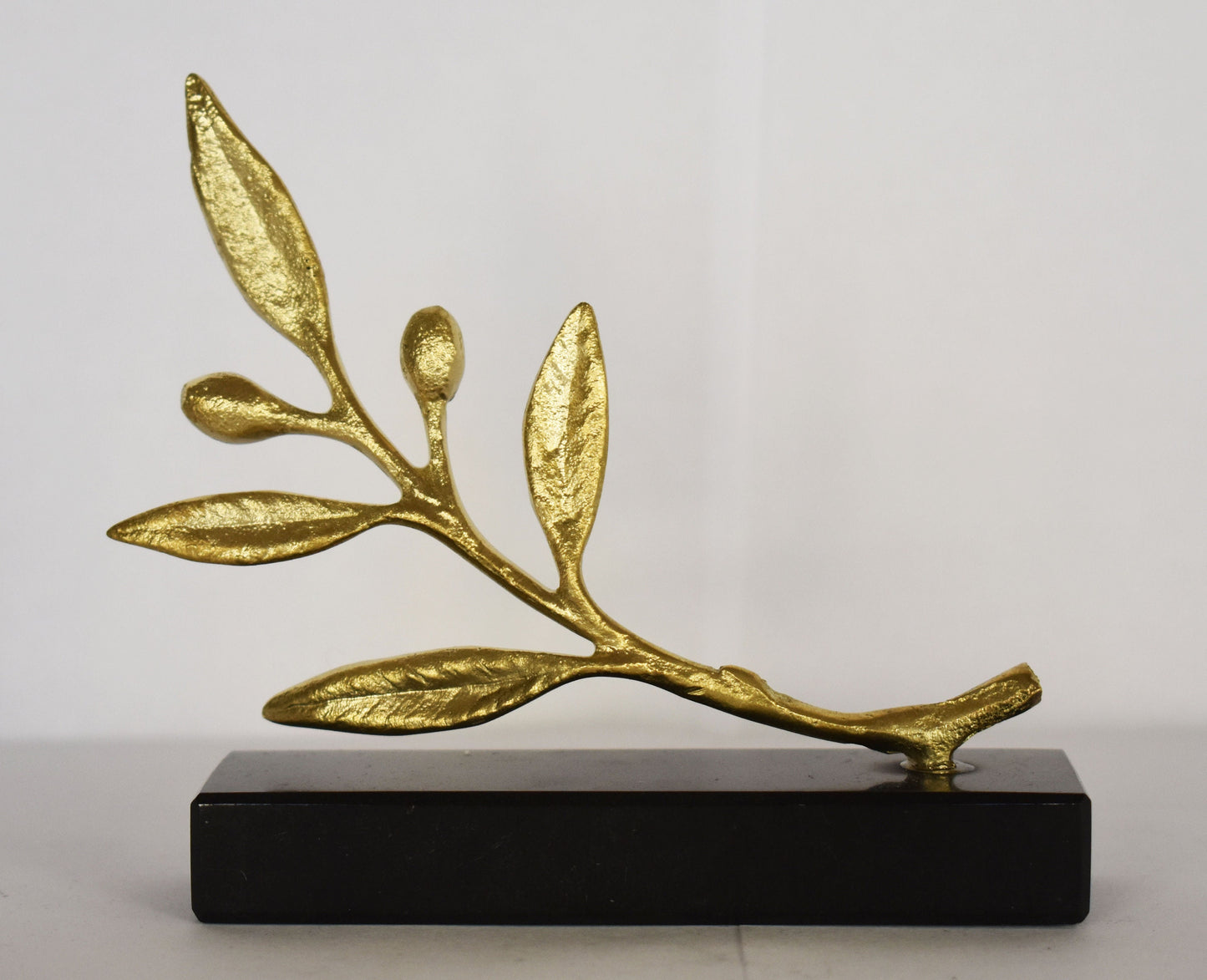 Olive Branch - Ancient Greek Symbol of Peace, Victory, sympathy, consolation, apology - Olympic Games Prize - Marble Base - pure bronze