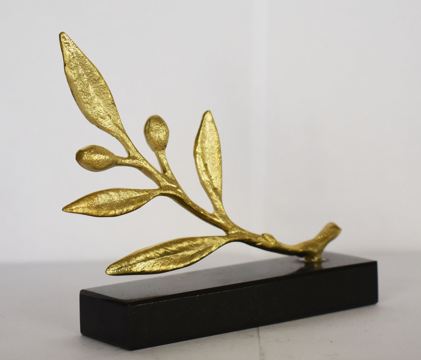 Olive Branch - Ancient Greek Symbol of Peace, Victory, sympathy, consolation, apology - Olympic Games Prize - Marble Base - pure bronze