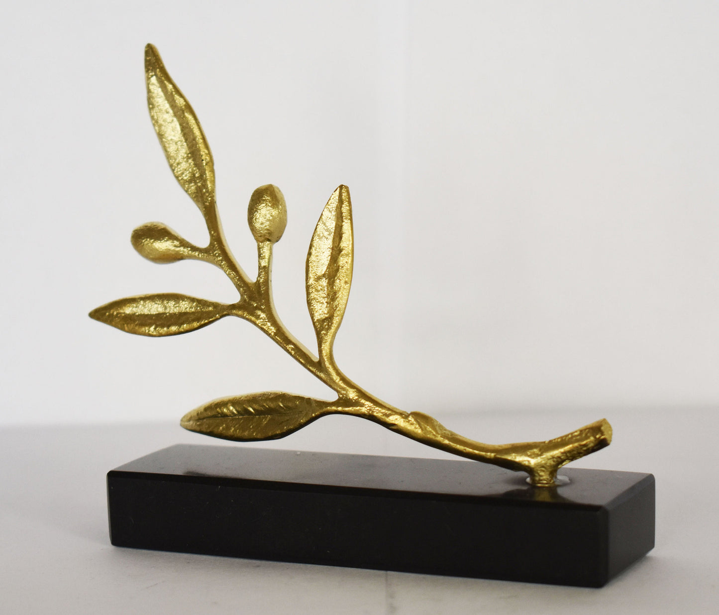 Olive Branch - Ancient Greek Symbol of Peace, Victory, sympathy, consolation, apology - Olympic Games Prize - Marble Base - pure bronze