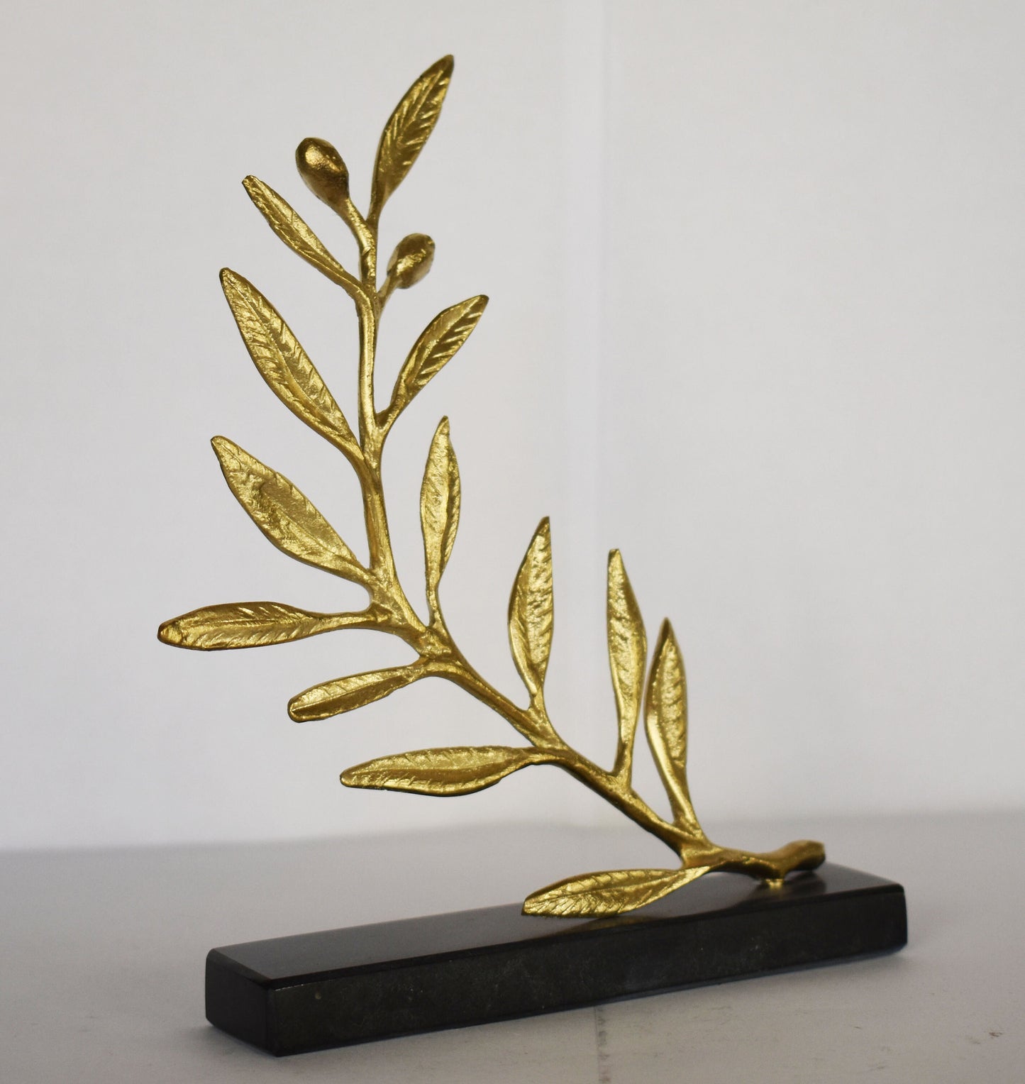 Olive Branch - Ancient Greek Symbol of Peace and Victory - a trophy for victorious Olympic athletes - Marble Base - pure bronze  statue