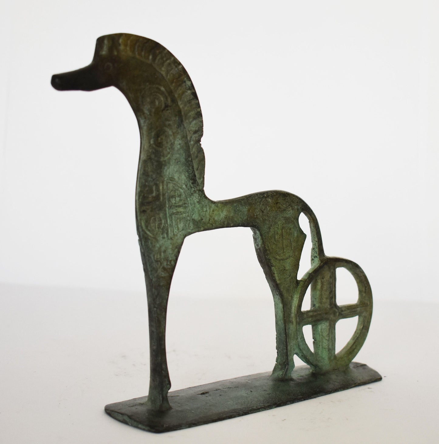 Horse with Wheels from Olympia - Museum replica - pure Bronze Sculpture - Symbol of Wealth and Prosperity