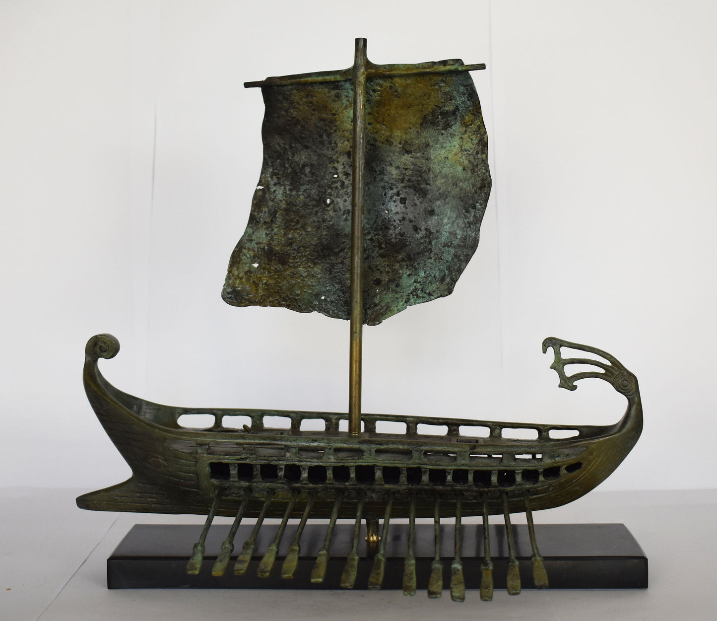 Trireme - Athenian Warship - Greco-Persian War - Salamis Battleship - 480 BC - Marble Base - pure Bronze  statue