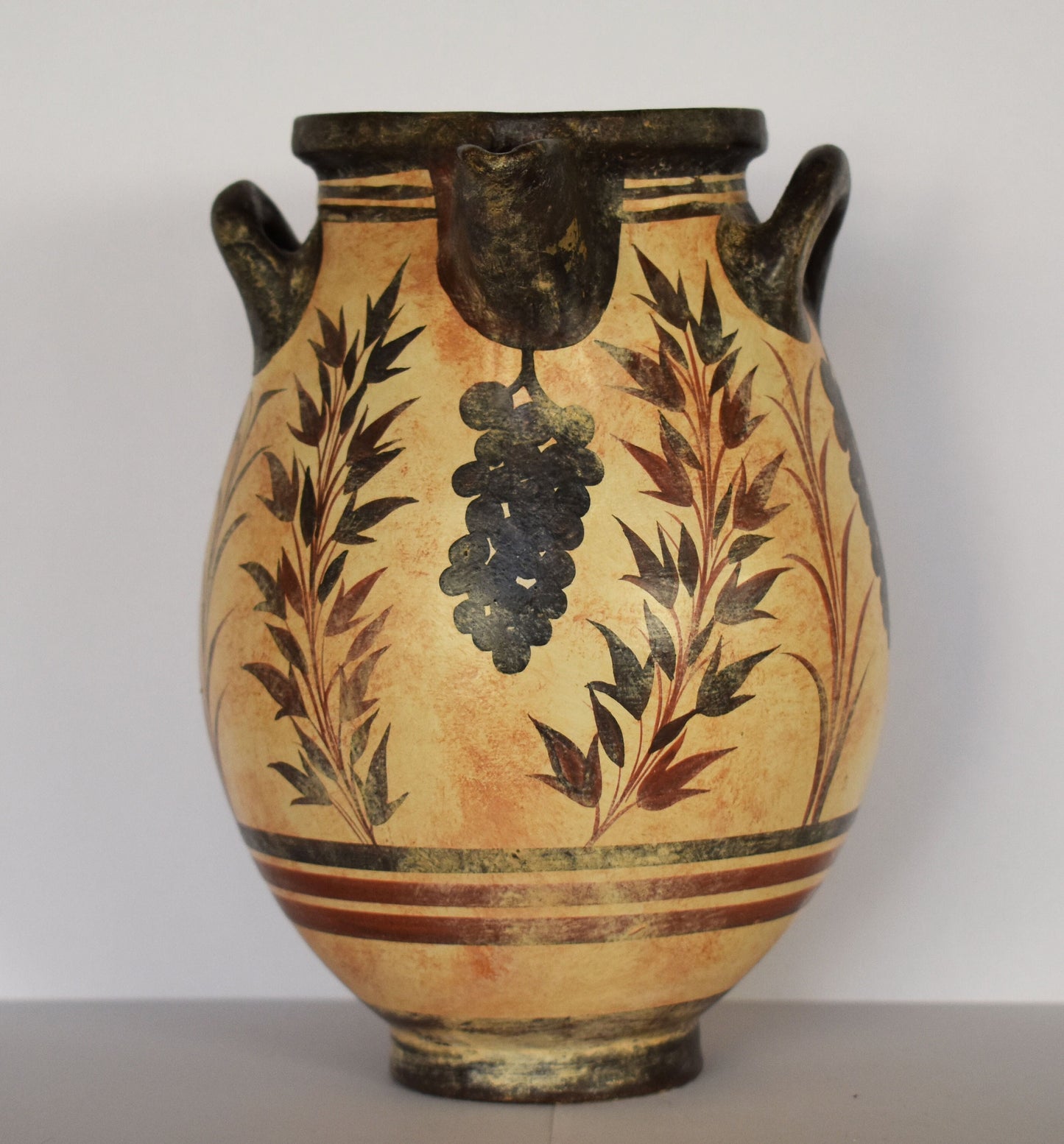 Vessel with Grapes and  Floral Design - Minoan - Akrotiri, Thera - 1700 BC - Ceramic Vase