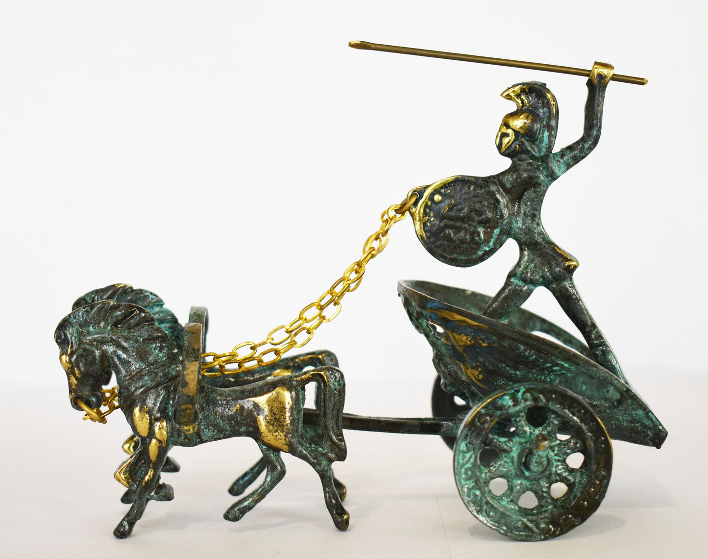 Achilles Achilleus on Chariot- Greek Hero - Son of Thetis and Peleus - Trojan War - Homer's Iliad - pure bronze statue