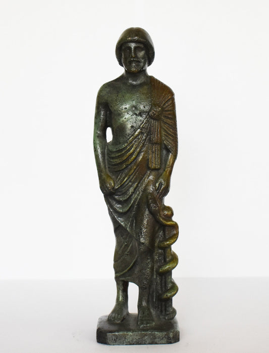 Asclepius - Ancient Greek God of Medicine and Doctors -Father of Hygeia, Iaso, Panacea, Aegle - pure bronze  statue
