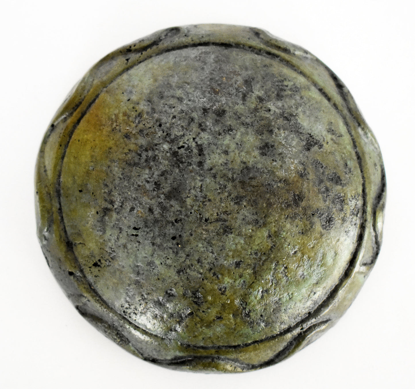 Ancient Greek Plate - Macedonian, with Floral Design - Small - Museum Reproduction - pure Bronze  Artifact