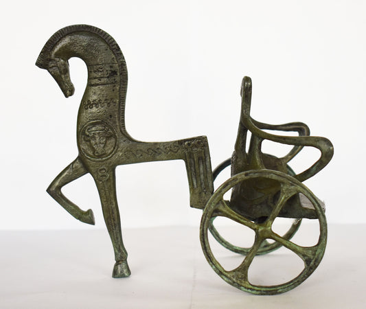 Mycenaean Chariot - Travel, Transport,  Processions, Battle - Museum Reproduction - pure bronze statue