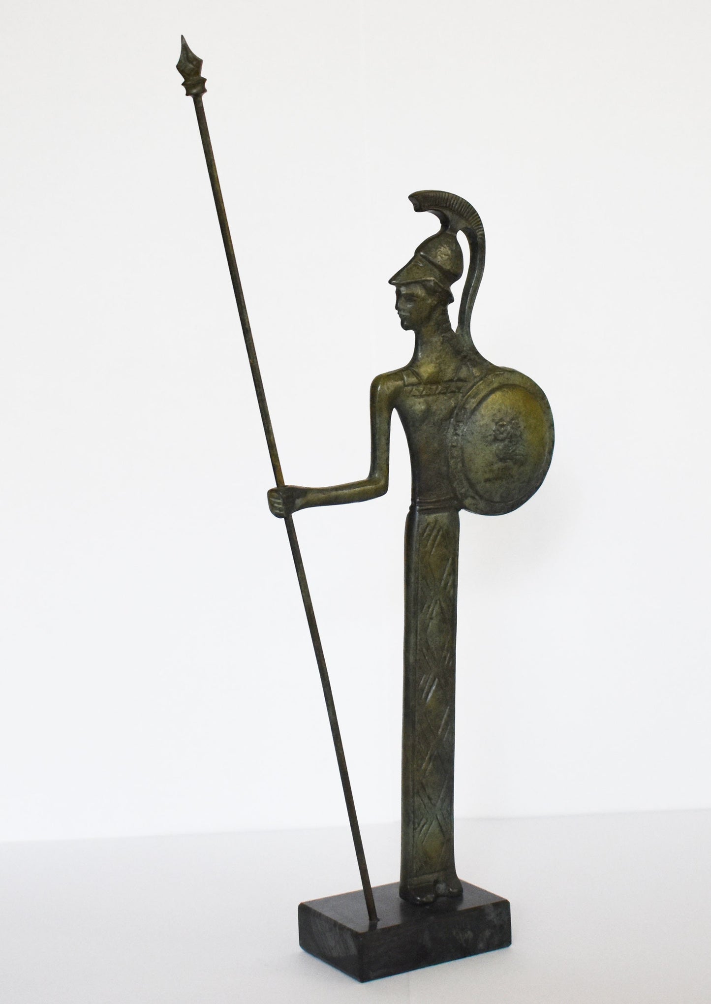 Athena Minerva with helmet, Spear and Shield - Greek Roman Goddess of wisdom, handicraft and warfare - Greek Mythology - pure bronze  statue