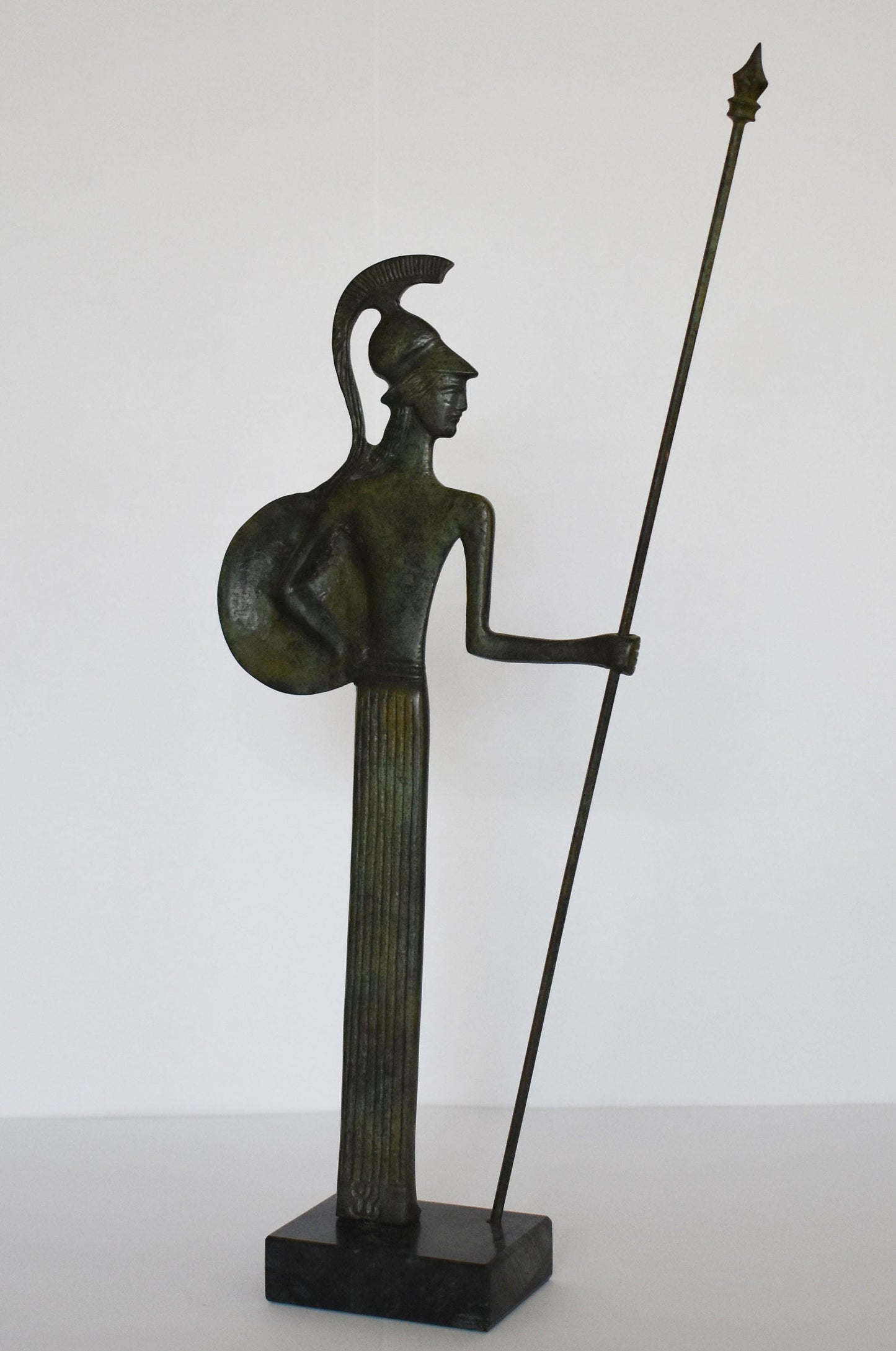 Athena Minerva with helmet, Spear and Shield - Greek Roman Goddess of wisdom, handicraft and warfare - Greek Mythology - pure bronze  statue