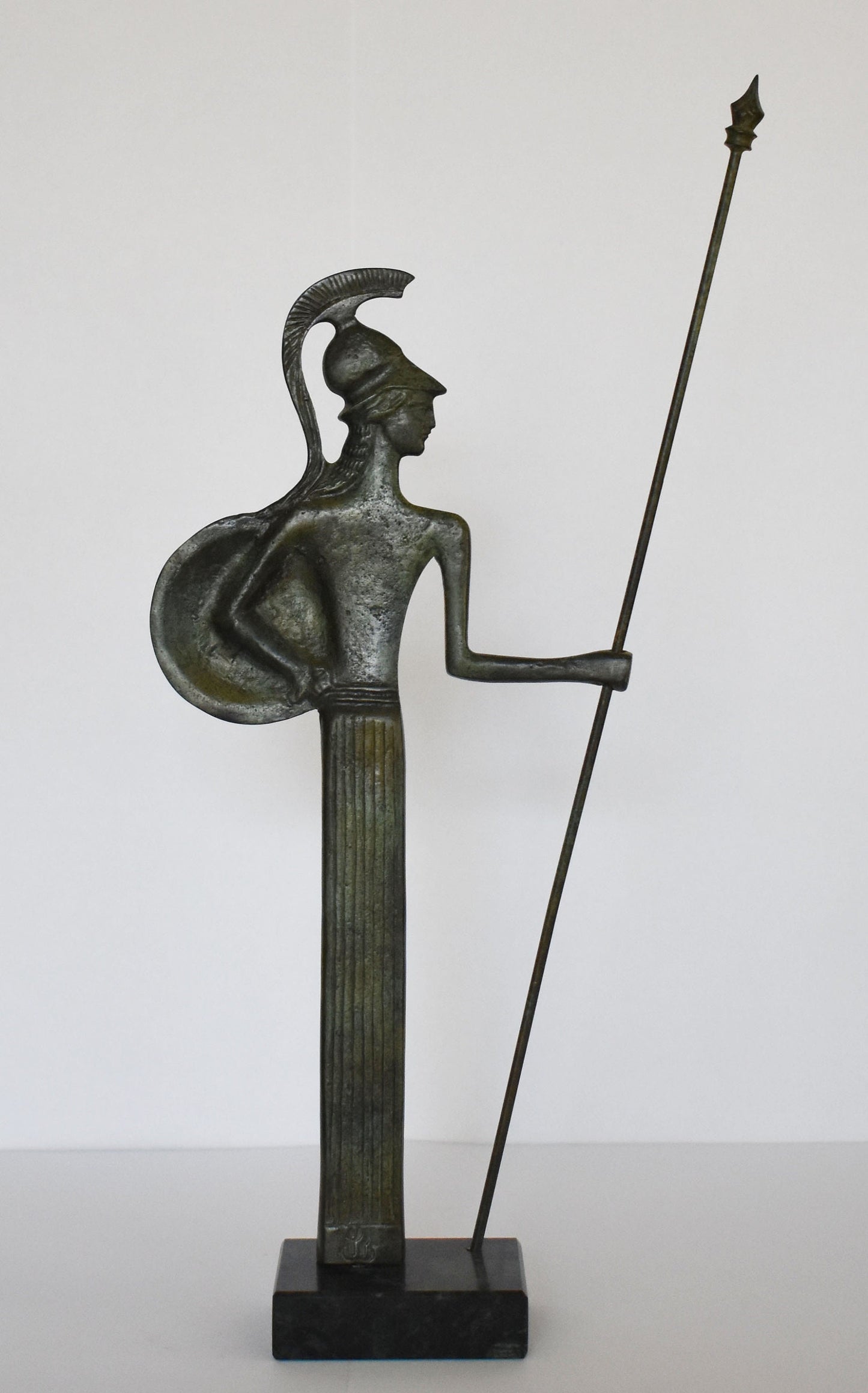 Athena Minerva with helmet, Spear and Shield - Greek Roman Goddess of wisdom, handicraft and warfare - Greek Mythology - pure bronze  statue