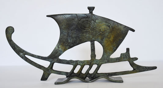 Trireme - Athenian Warship - Greco-Persian War - Salamis Battleship - 480 BC - pure bronze  statue