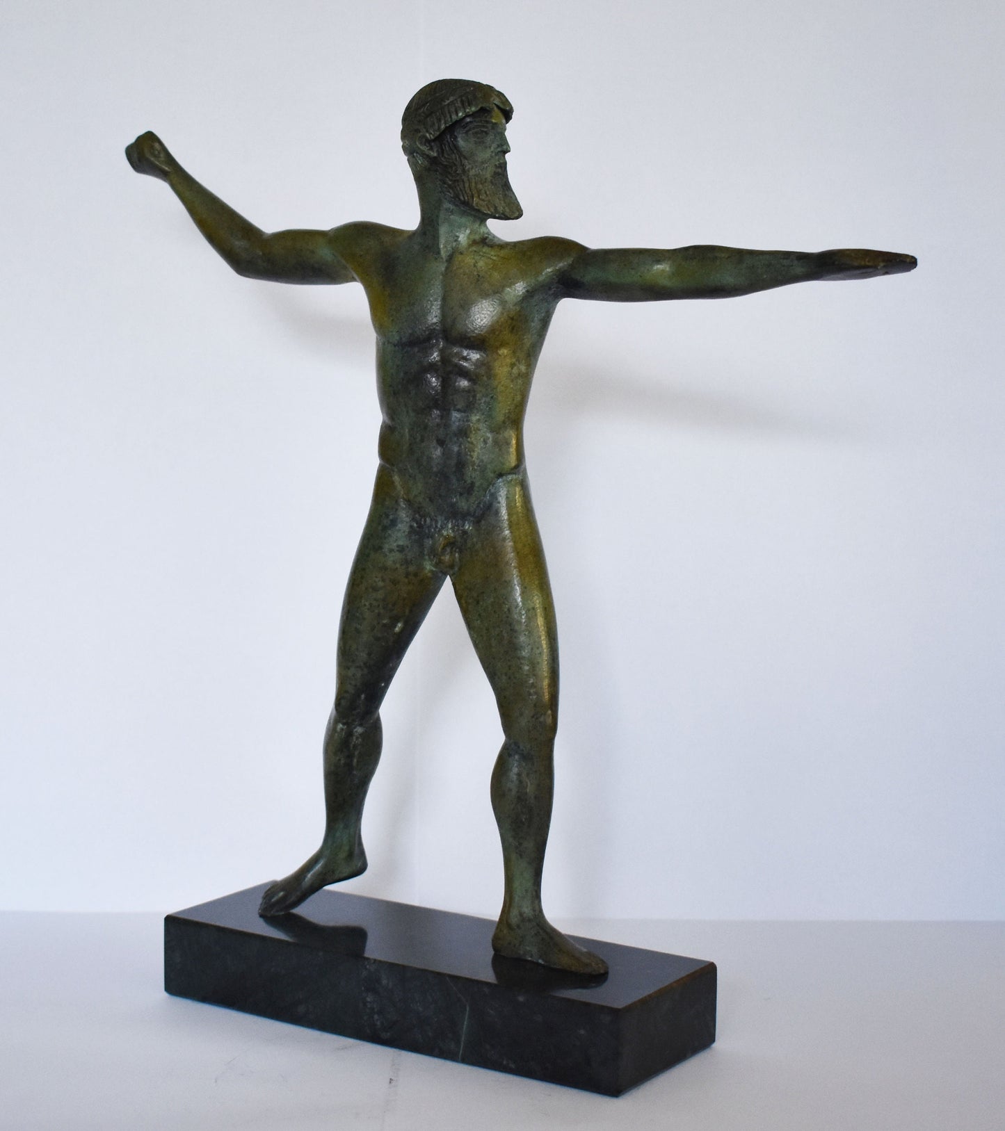 Poseidon Or Zeus  of Artemision - Neptune or Jupiter - Marble Base - Museum Replica - Pure Bronze Sculpture