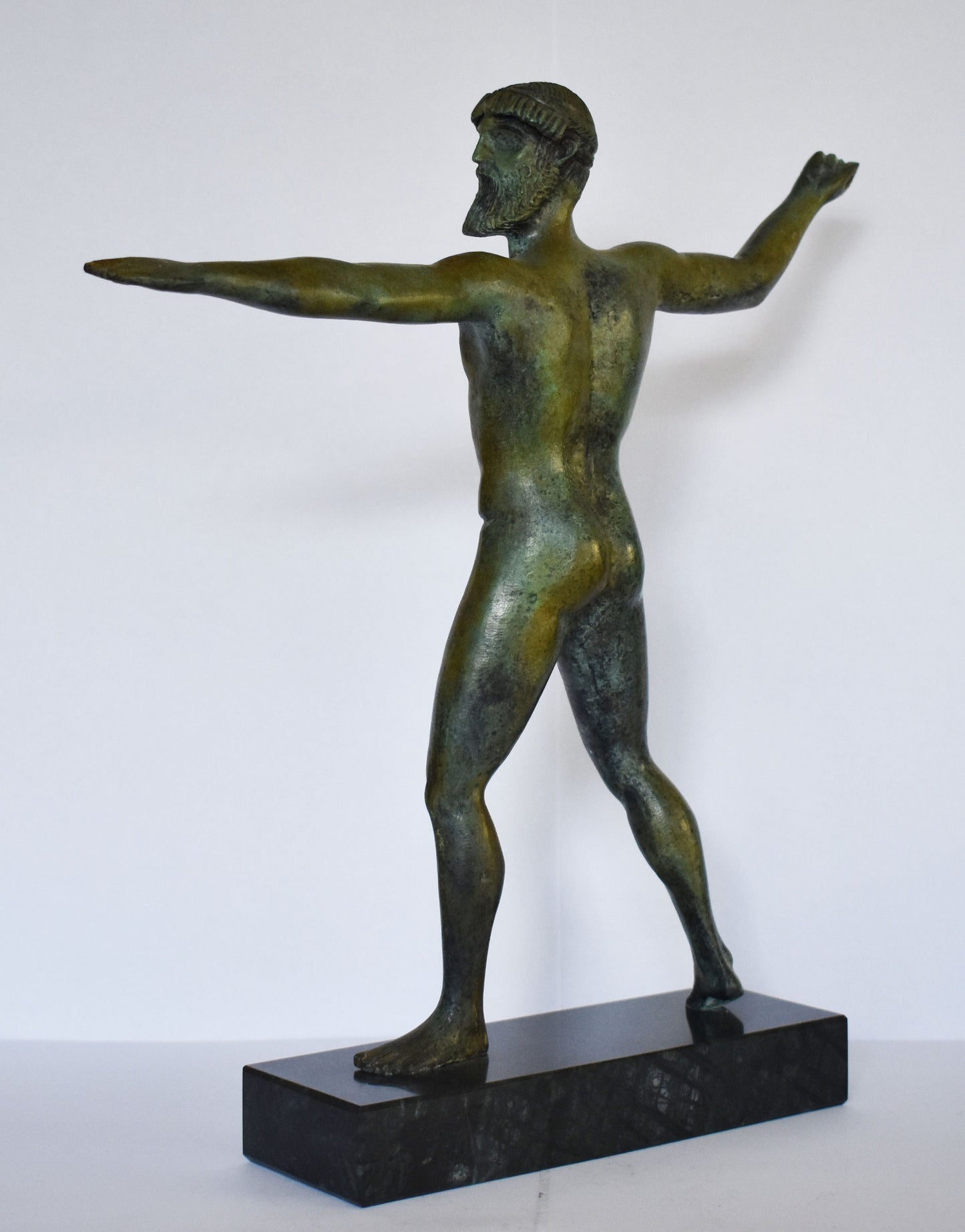 Poseidon Or Zeus  of Artemision - Neptune or Jupiter - Marble Base - Museum Replica - Pure Bronze Sculpture