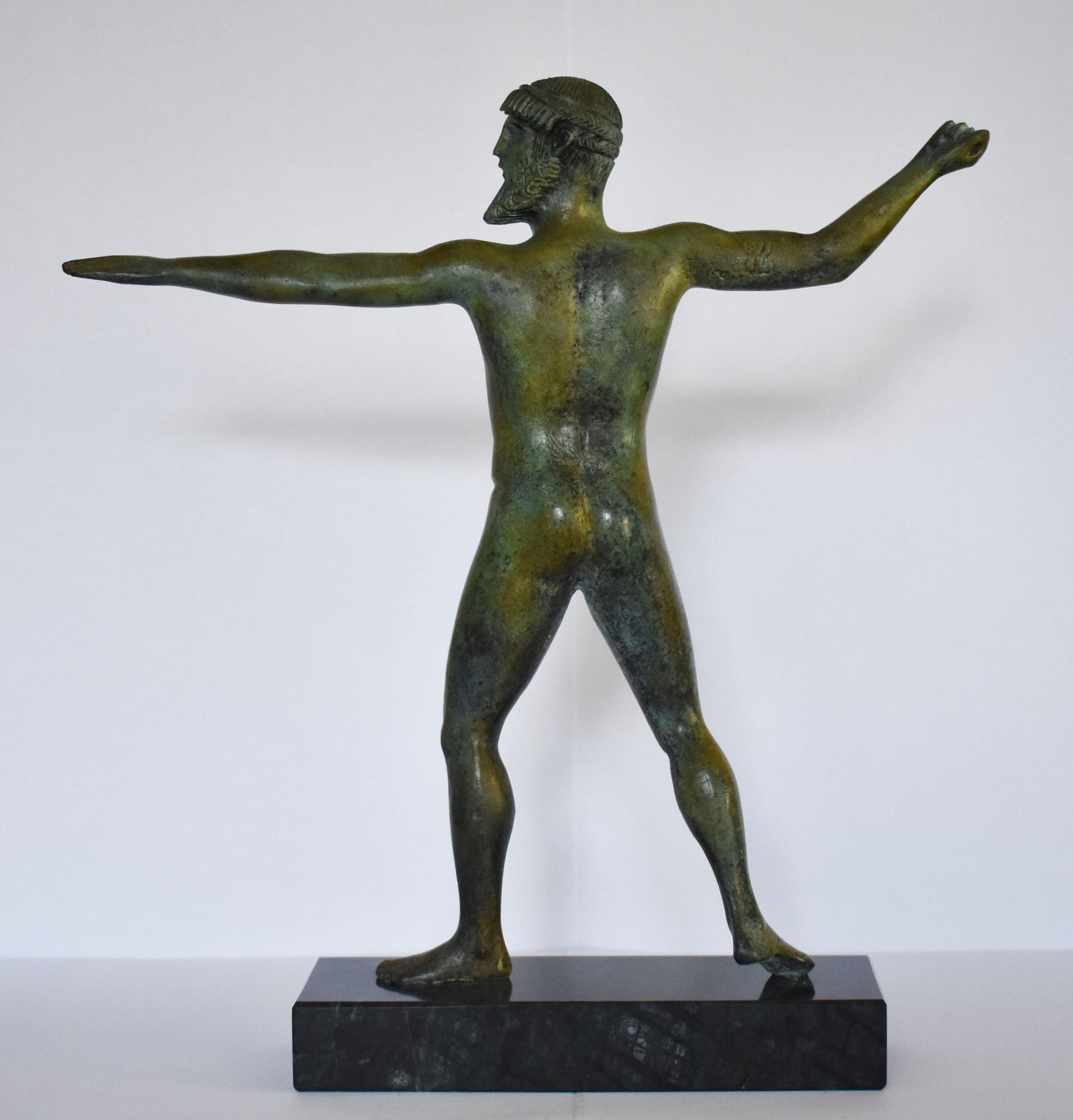 Poseidon Or Zeus  of Artemision - Neptune or Jupiter - Marble Base - Museum Replica - Pure Bronze Sculpture