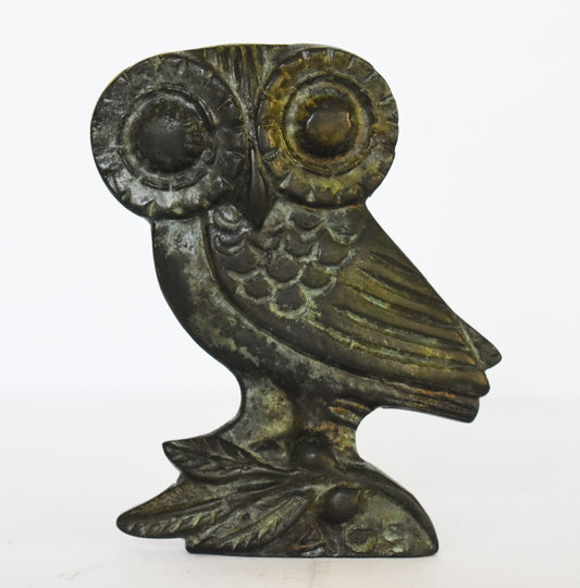 Owl of Wisdom and Intelligence - Small - Symbol of virgin goddess Athena Minerva - Ancient Greece - pure bronze  statue