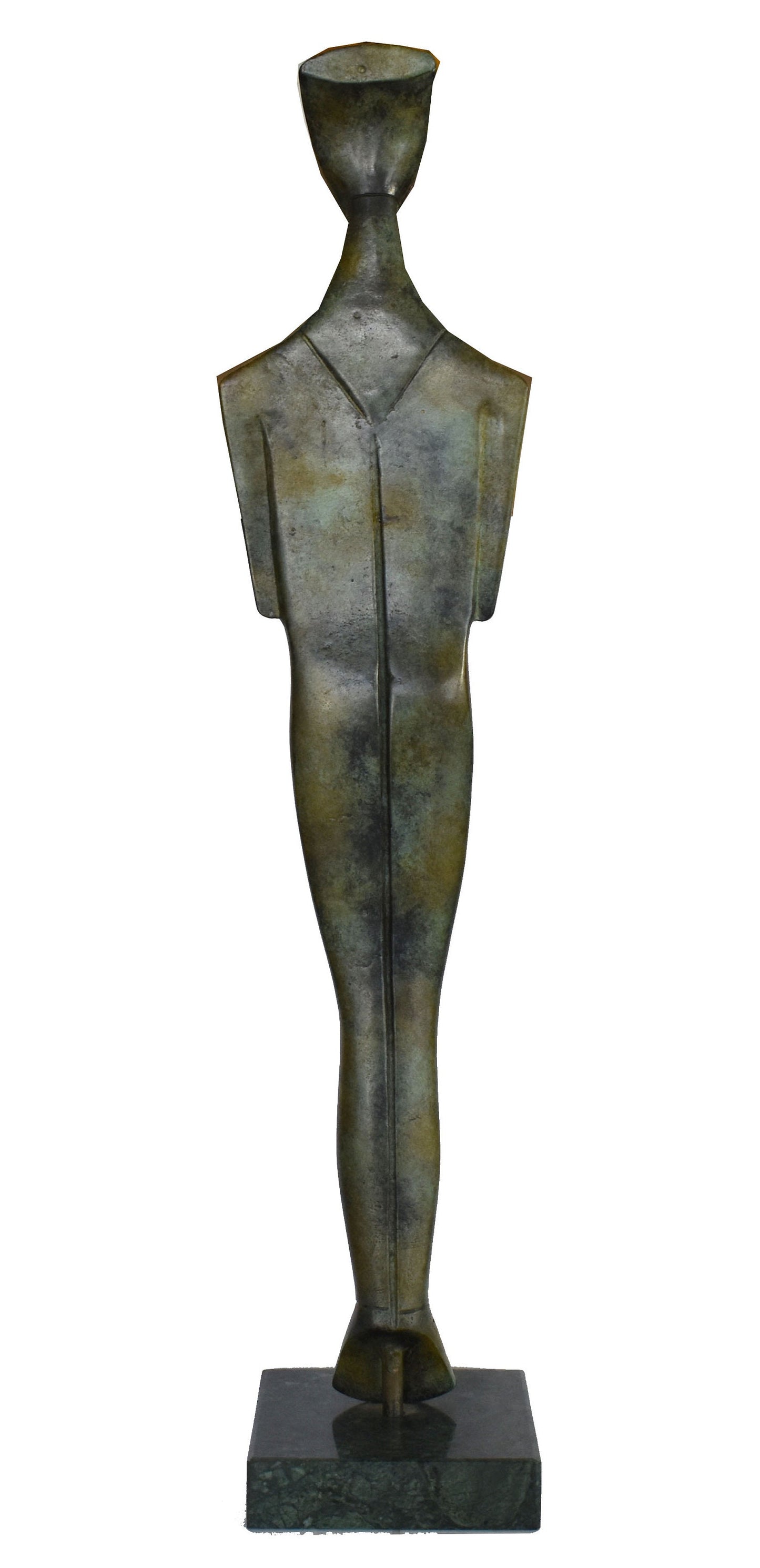 Cycladic Female idol - Figure from Keros island, Greece - simple geometric shape - Marble Base - Pure Bronze Statue