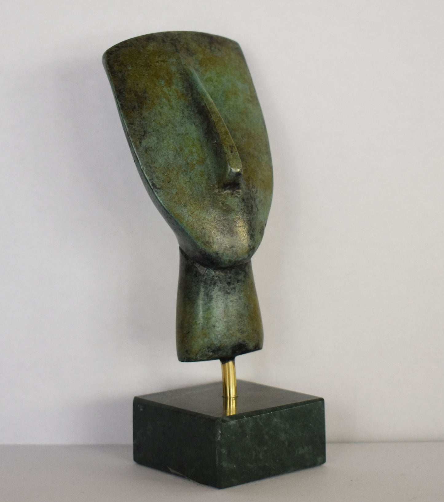 Cycladic Male Bust - Figure from Keros island - Marble Base - Small - Pure Bronze Statue