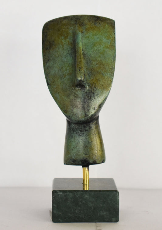 Cycladic Male Bust - Figure from Keros island - Marble Base - Small - Pure Bronze Statue