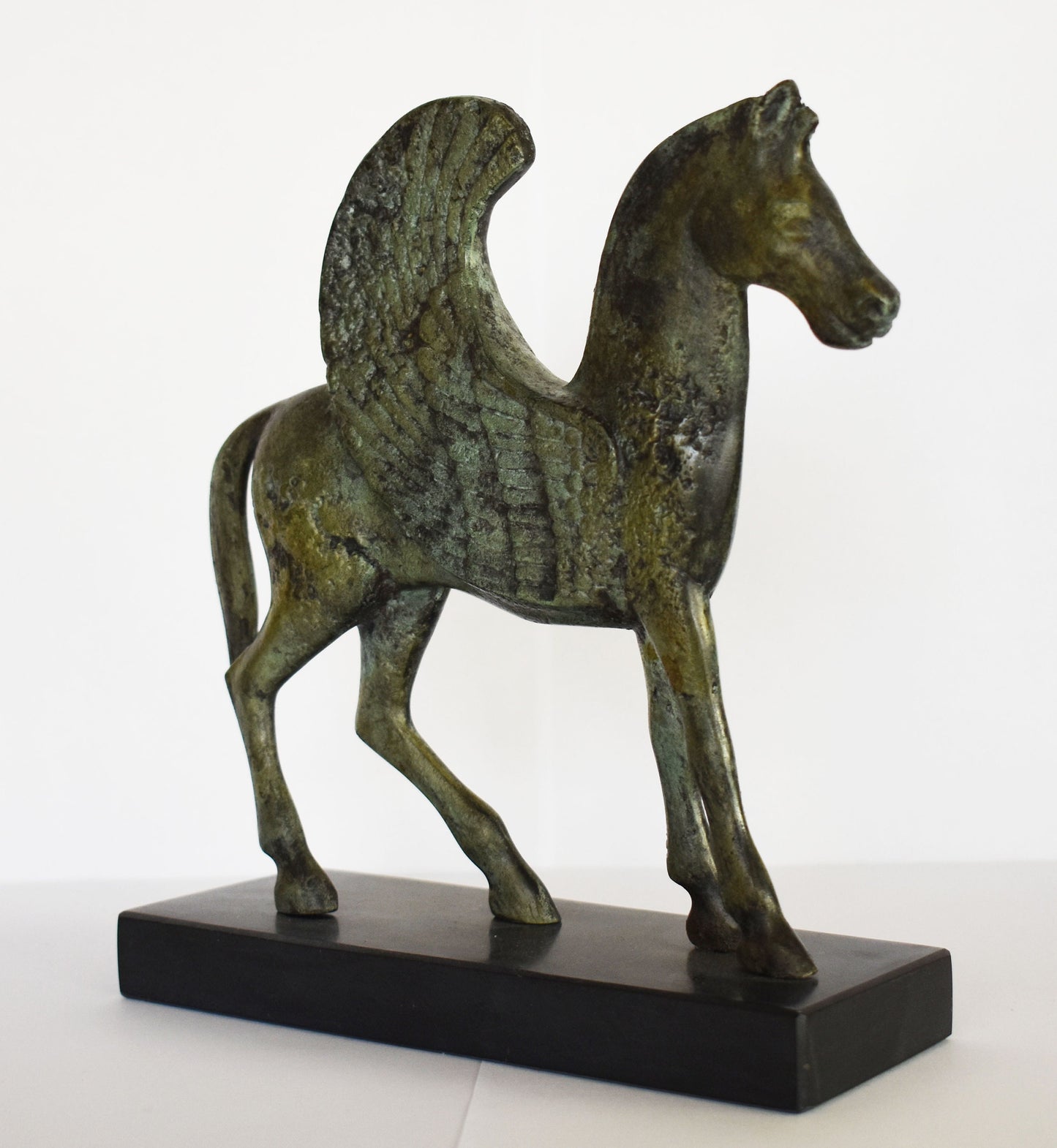 Pegasus - Mythical Winged Horse - Symbol of Divine and Inspiration- Bellerophon and Perseus - Marble Base - Pure Bronze Sculpture