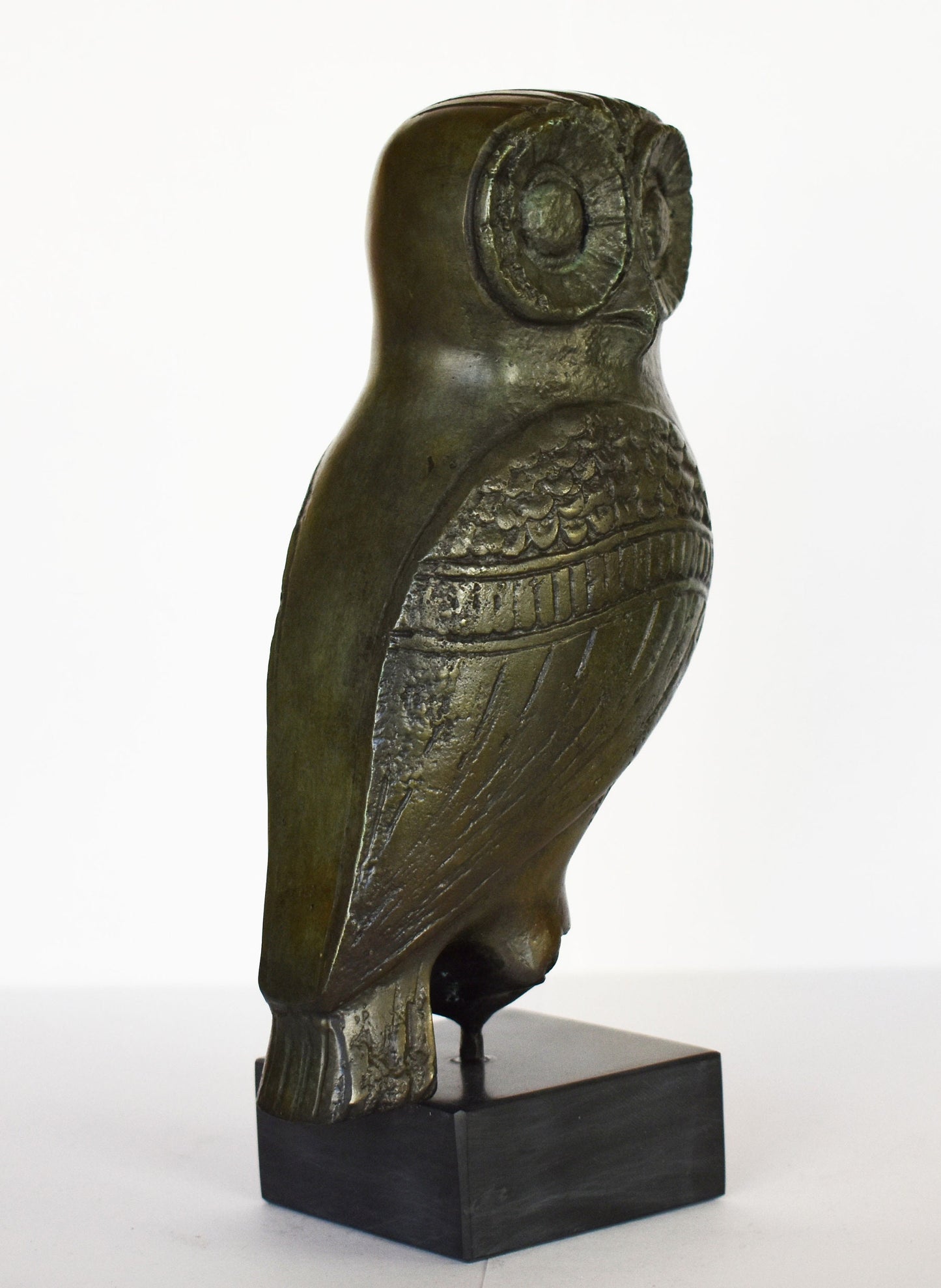 Owl of Wisdom and Intelligence - Symbol of virgin warrior goddess Athena Minerva - Ancient Greece - Marble Base - Museum Replica - Bronze