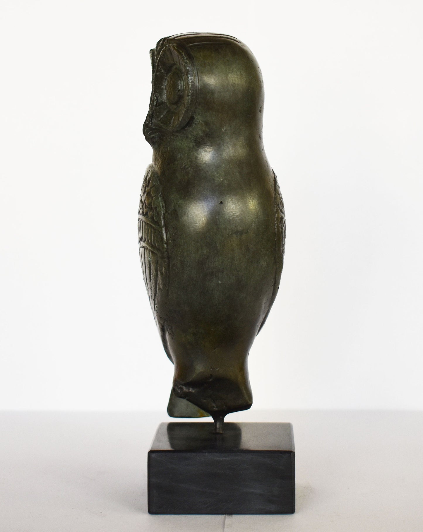 Owl of Wisdom and Intelligence - Symbol of virgin warrior goddess Athena Minerva - Ancient Greece - Marble Base - Museum Replica - Bronze