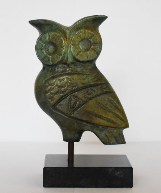 Owl of Wisdom and Intelligence - Small - Symbol of Goddess Athena Minerva - Ancient Greece - pure bronze  statue