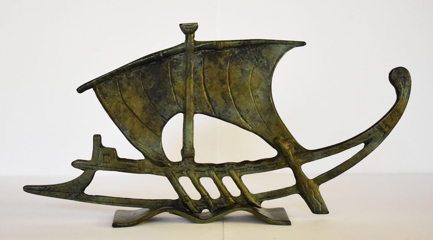 Trireme - Athenian Warship - Greco-Persian War - Salamis Battleship - 480 BC - pure bronze  statue