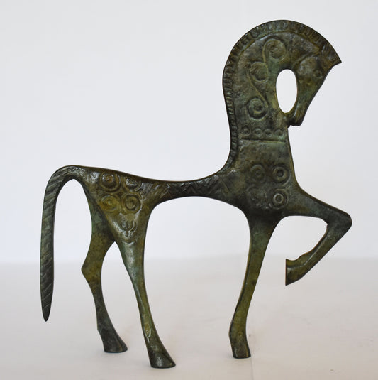 Greek Horse - Ancient - Symbol of Wealth and Prosperity- Small - Pure Bronze Statue