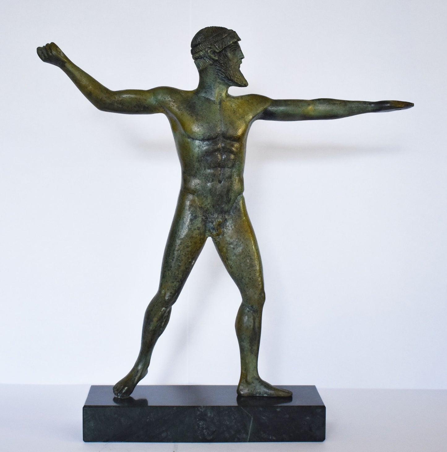 Poseidon Or Zeus  of Artemision - Neptune or Jupiter - Marble Base - Museum Replica - Pure Bronze Sculpture