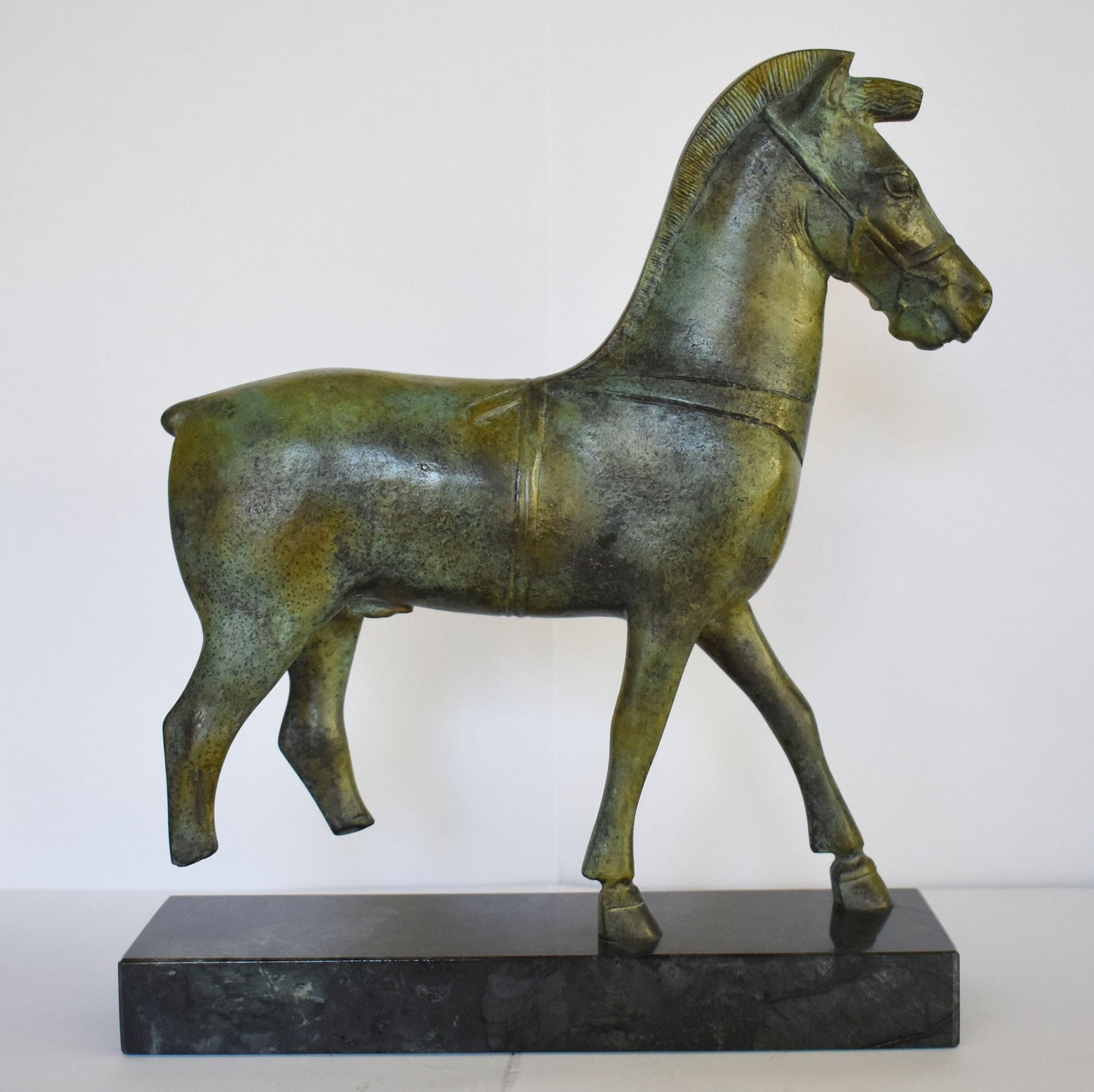 Ancient Greek Horse - Athens, Attica - 500 BC - Marble Base - Symbol of Wealth and Prosperity - Pure Bronze Sculpture