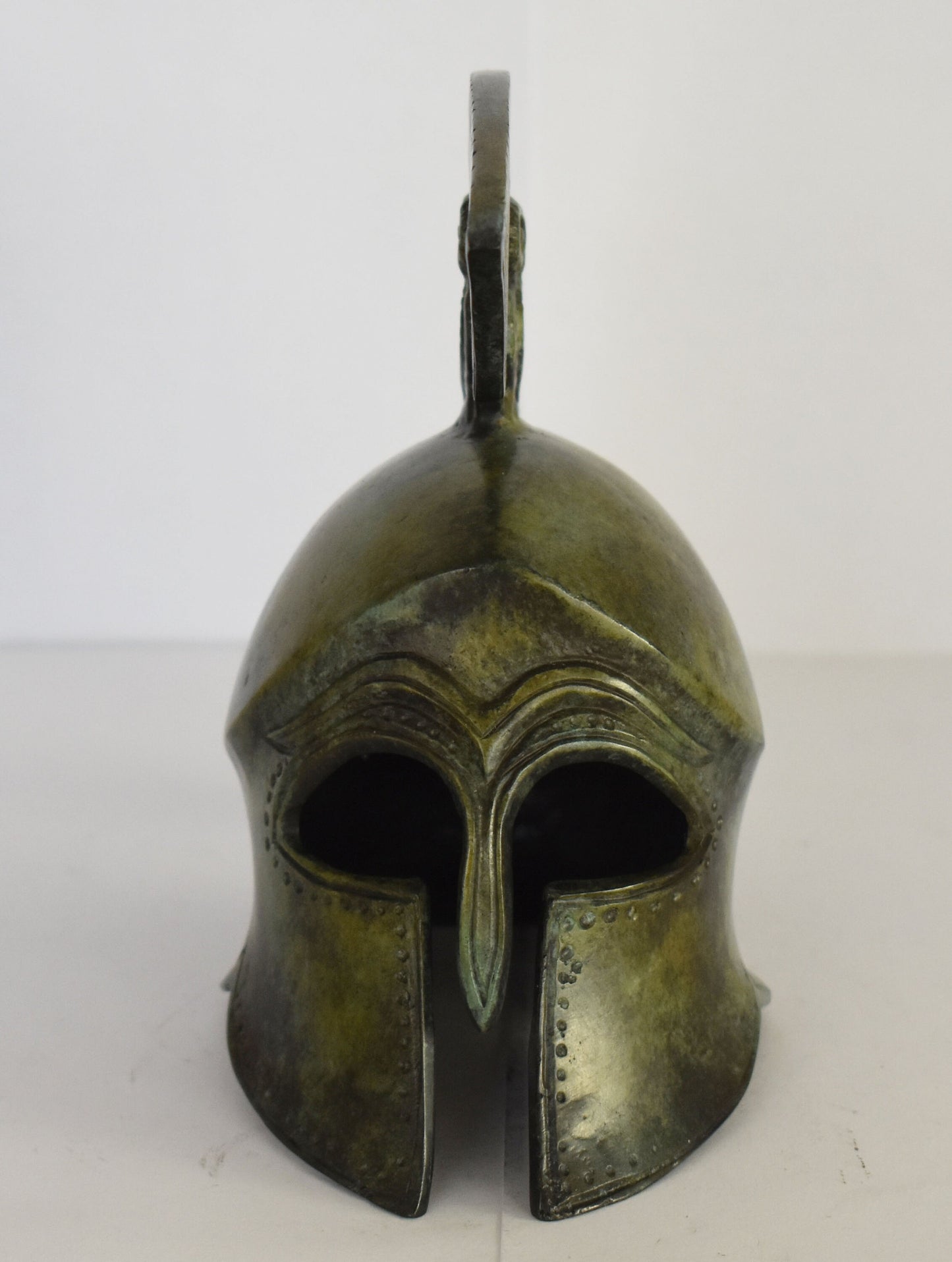 Ancient Greek Spartan Corinthian Helmet - Owl on the top - Pure Bronze Statue