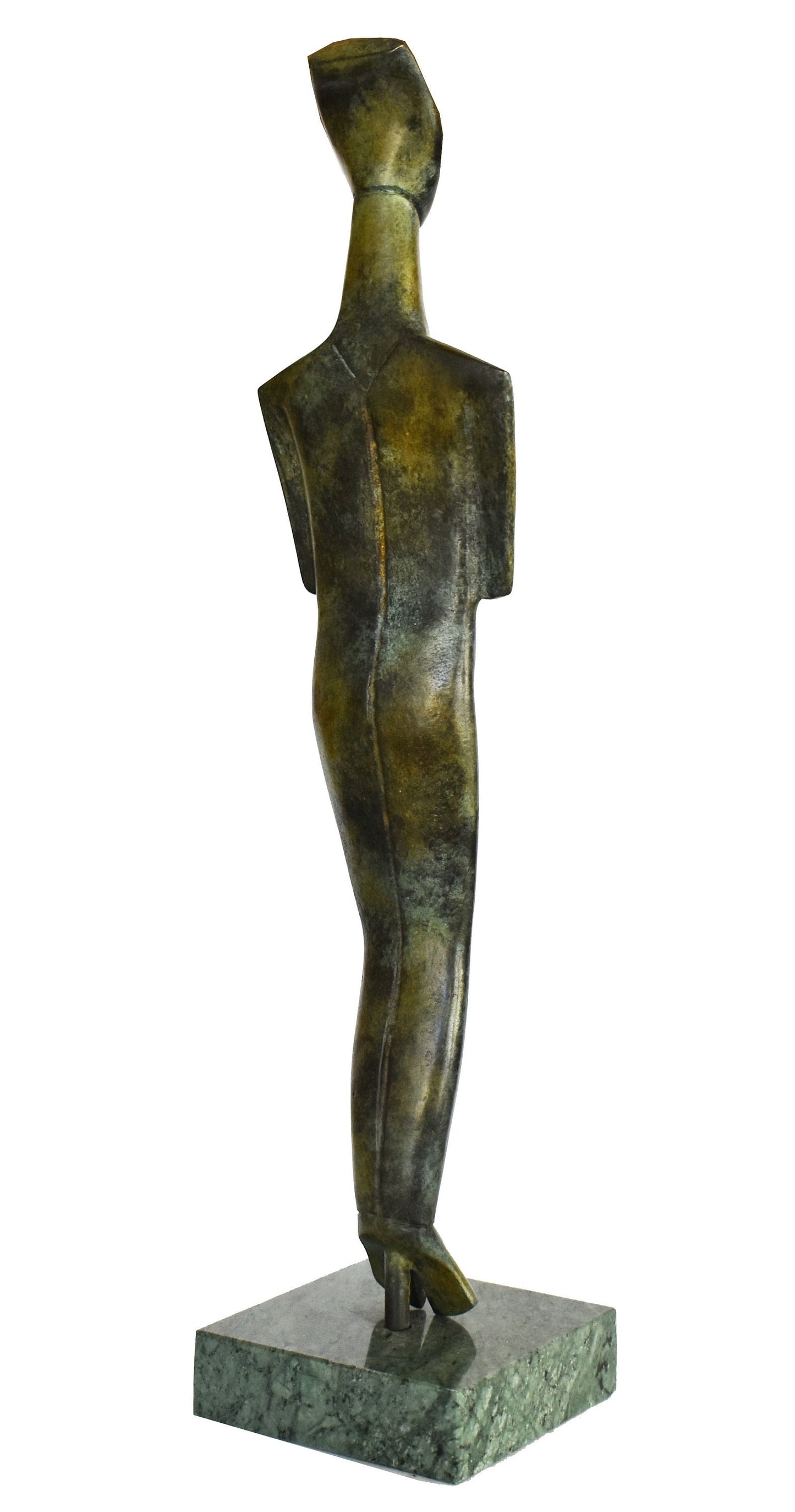 Cycladic female idol - Figure from Keros island, Greece - representation of femininity - Marble Base - Pure Bronze Statue