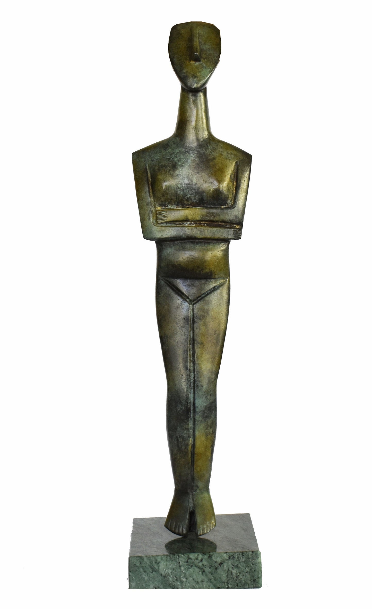 Cycladic female idol - Figure from Keros island, Greece - representation of femininity - Marble Base - Pure Bronze Statue