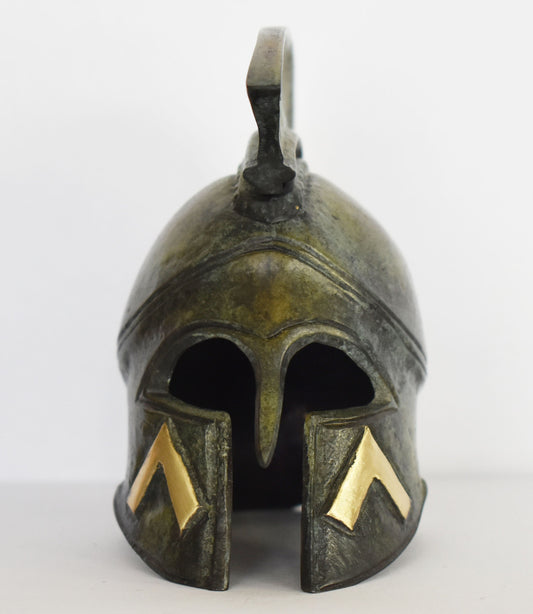 Ancient Greek Spartan Helmet - Λ Symbol - Leonidas and 300 - Thermopylae - Museum Replica - Small - Pure Bronze  Statue