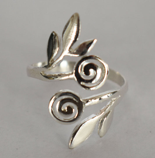 Olive Branch - Ancient Greek Symbol of Peace and Victory - Olympic Games Prize - Ring - One Size - 925 Sterling Silver