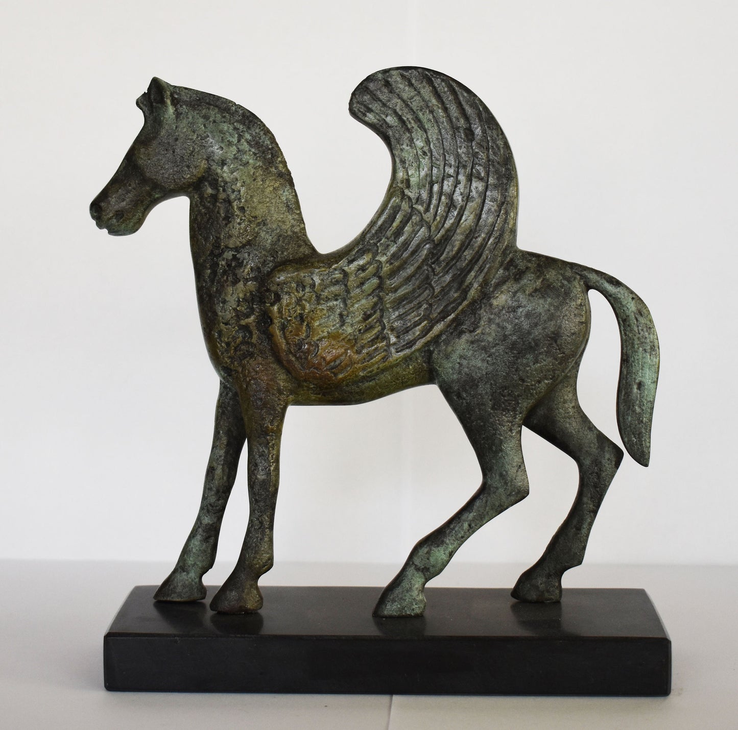 Pegasus - Mythical Winged Horse - Symbol of Divine and Inspiration- Bellerophon and Perseus - Marble Base - Pure Bronze Sculpture