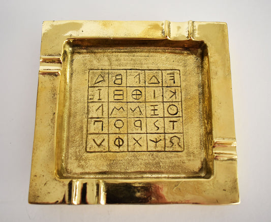 Ashtray - Ancient Greek Alphabet - Writing system - The Ancestor of the Latin and Cyrillic Scripts - Pure Bronze  Statue