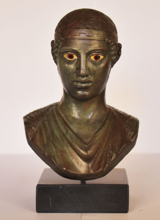 Charioteer of Delphi - Heniokhos - Pythian Games of 470 BC - Delphi  - Replica - Bronze Color Effect - Head Bust