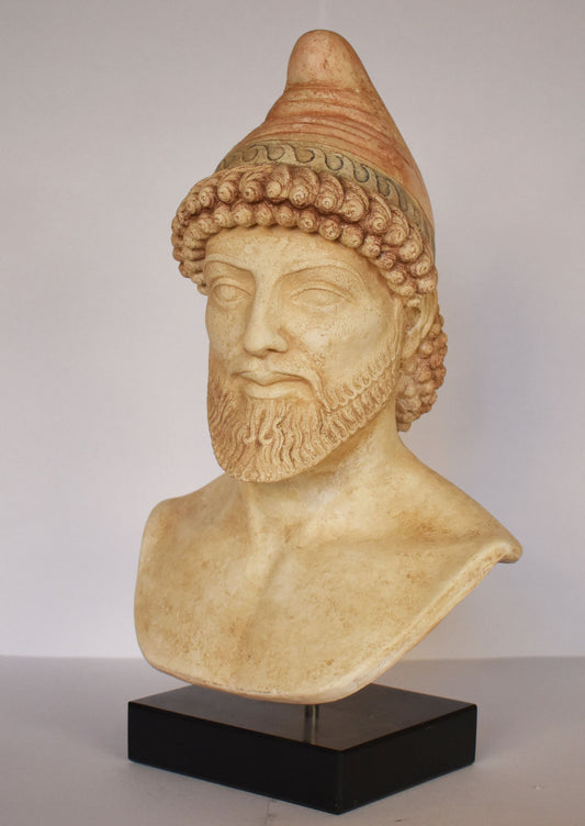 Odysseus - Head Bust - King of Ithaca - Odyssey, Iliad - Homer Hero - Trojan War - Marble Base - Casting Stone