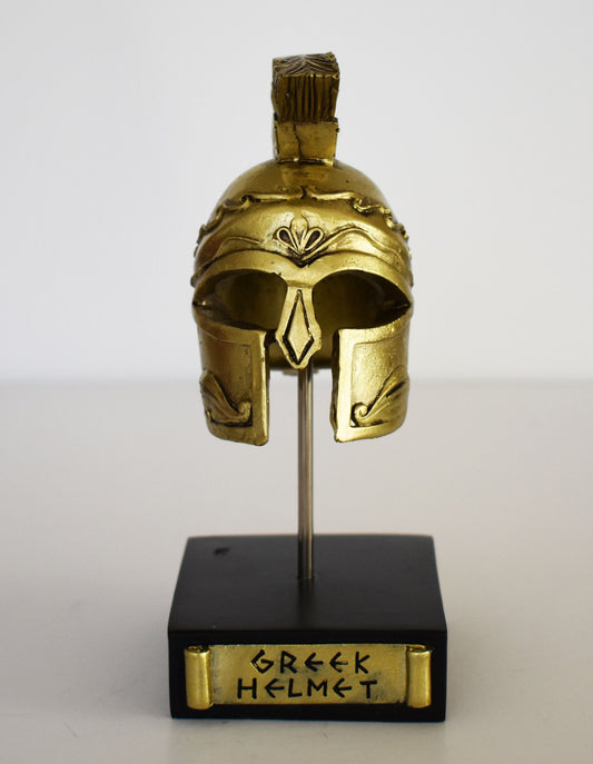 Ancient Greek Spartan Corinthian Helmet - Physical Battle Protection - Floral Motif - Museum Reproduction - Polyresin Statue