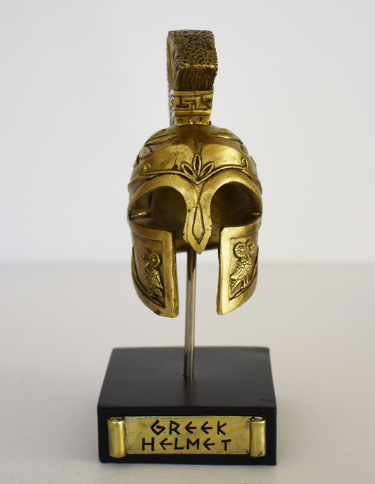 Ancient Greek Spartan Corinthian Helmet - Large opening for the Face and prominent fixed Cheekpieces - Museum Replica - Polyresin Statue