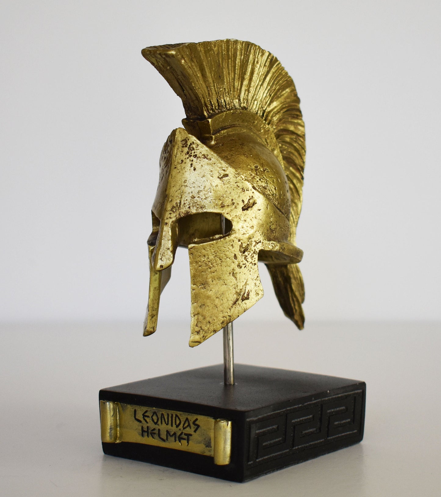 Ancient Greek Spartan Corinthian Helmet - Gold Color - Physical Battle Protection - Museum Reproduction - Polyresin Statue
