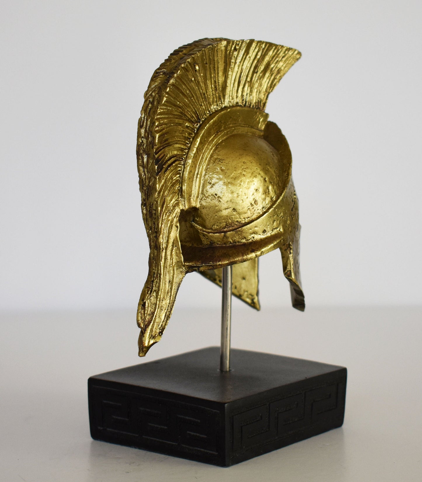 Ancient Greek Spartan Corinthian Helmet - Gold Color - Physical Battle Protection - Museum Reproduction - Polyresin Statue