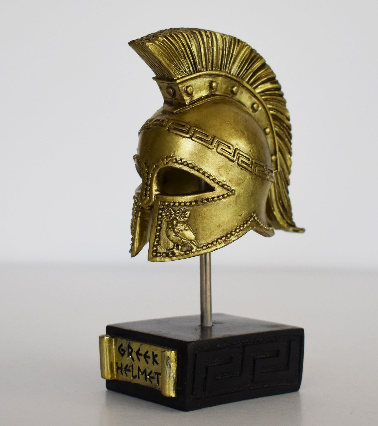 Ancient Greek Spartan Corinthian Helmet - Owl - Physical Battle Protection - Museum Reproduction - Polyresin Statue